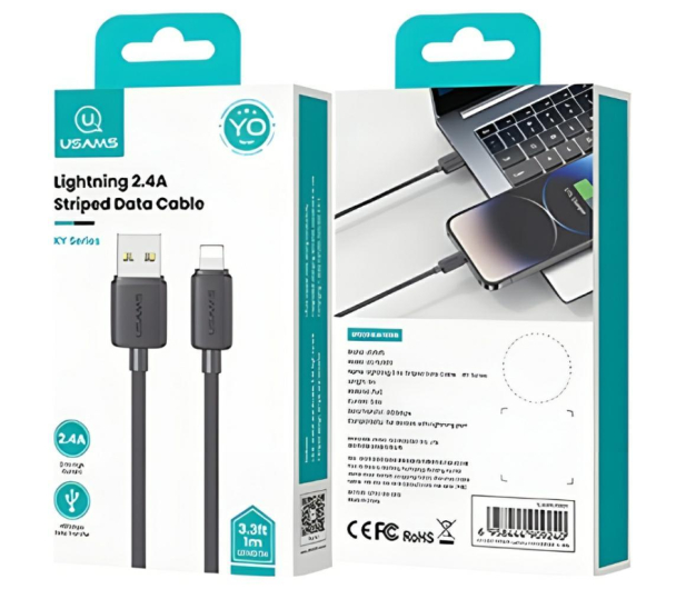 USAMS Kabel KY Series 2,4A USB-A do Lightning 1m czarny - 1569059 - zdjęcie 6
